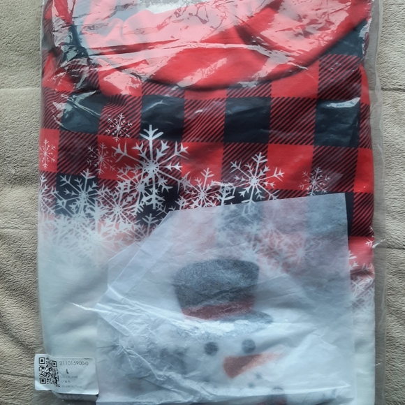 Rotita - So cute! Snowman Print Drawstring Red Sweatshirt - Size: L - Picture 3 of 9